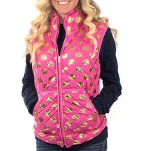 Simply Southern Elephant Vest Pink and Gold